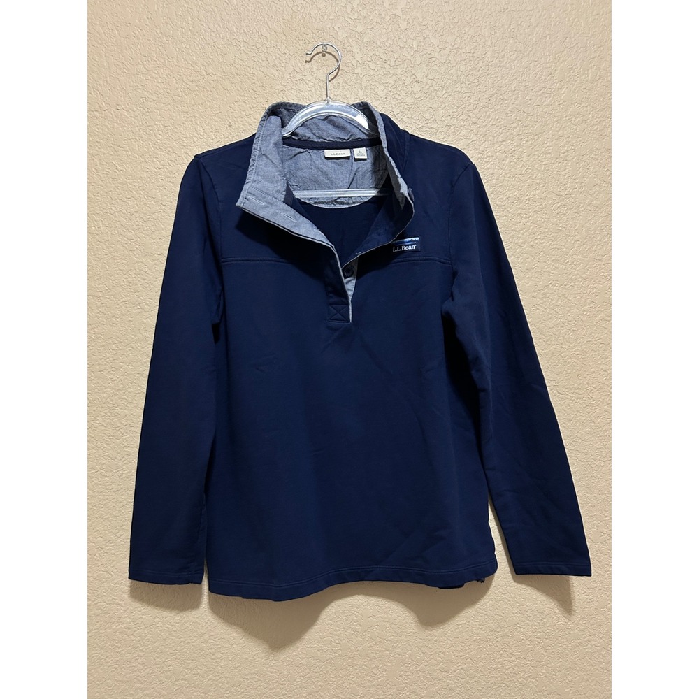 L.L.Bean Large Button Placket Pullover Navy Blue Gorpcore Preppy Coastal 501541